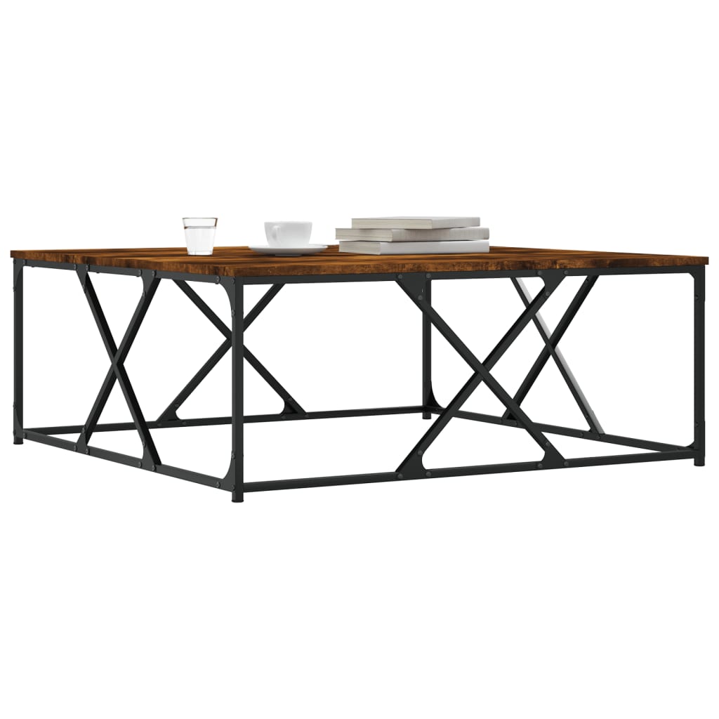 vidaXL Salontafel 100x100x40 cm bewerkt hout gerookt eikenkleurig