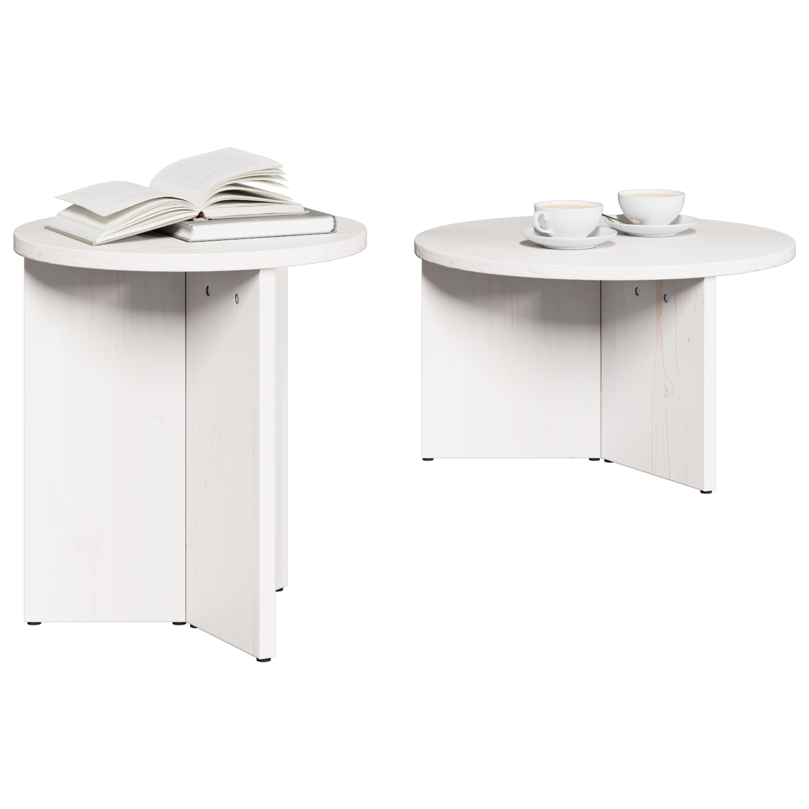 vidaXL Salontafel 2 pcs Wit 49 x 49 x 28 cm Massief grenenhout