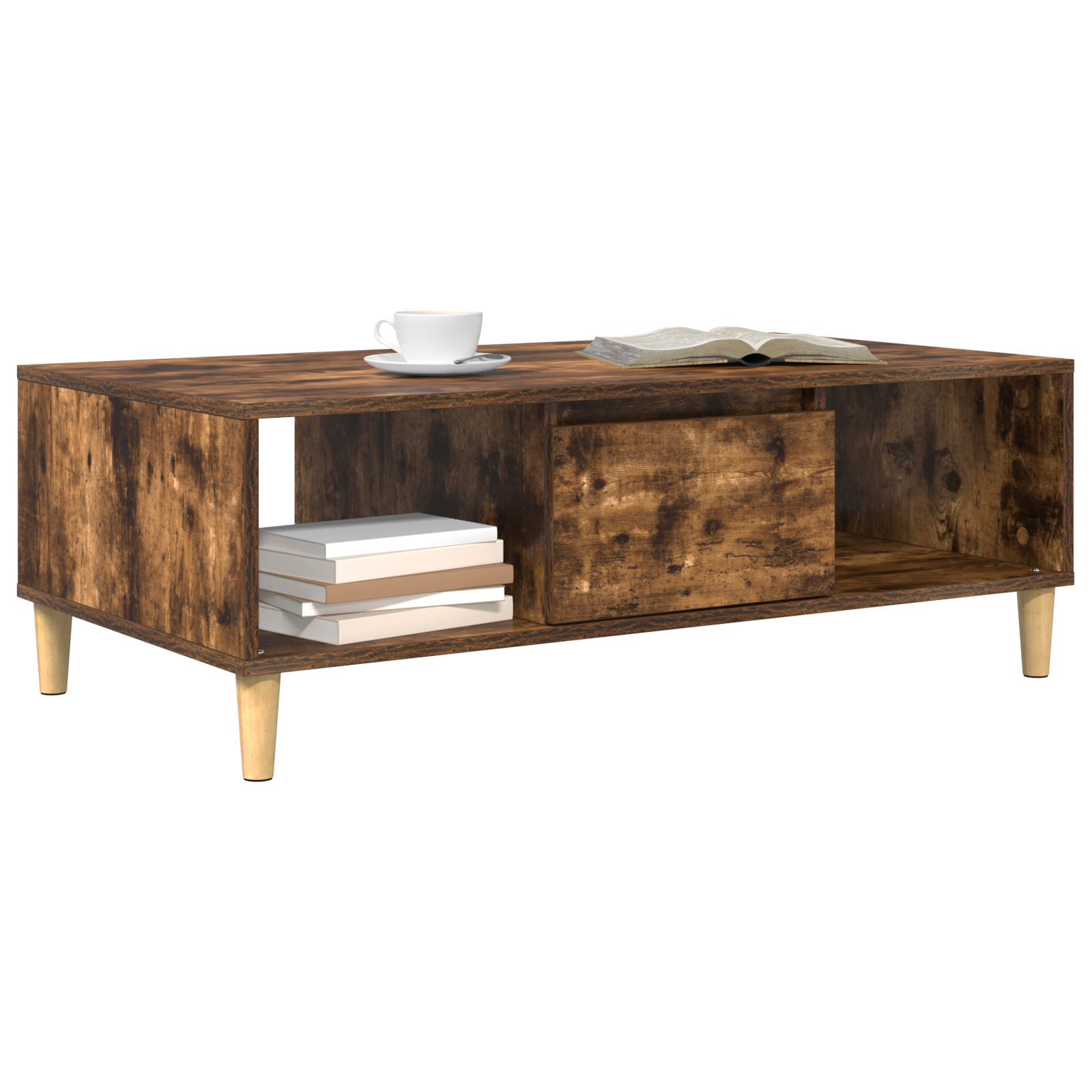 vidaXL Salontafel Gerookt eiken 103.5 x 60 x 35 cm Bewerkt hout