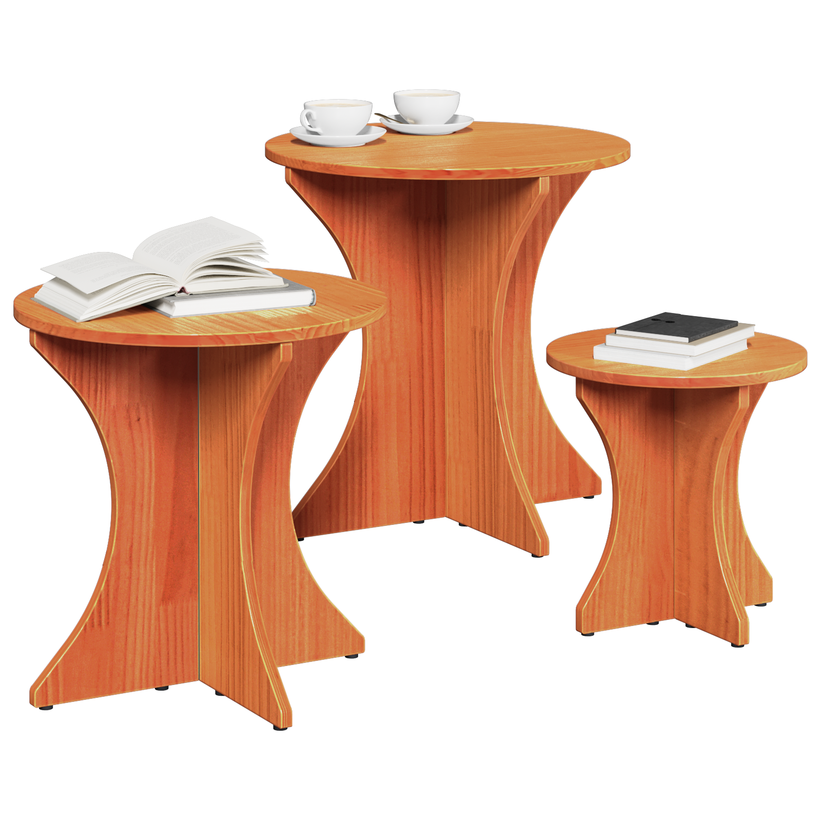 vidaXL Salontafel 3 pcs Wasbruin 46 x 46 x 47 cm Massief grenenhout