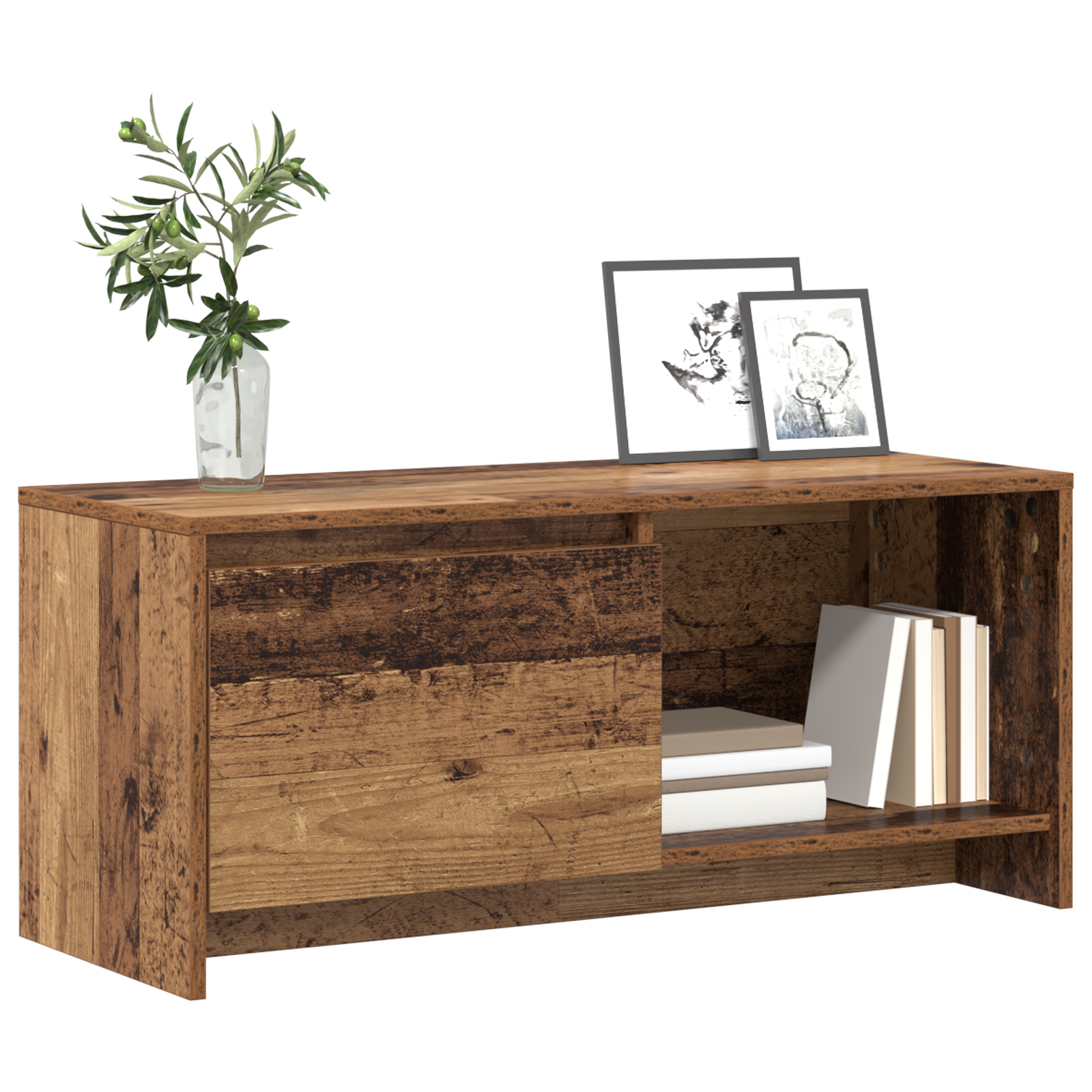 vidaXL TV-stand Oud hout 90 x 35 x 40 cm Bewerkt hout