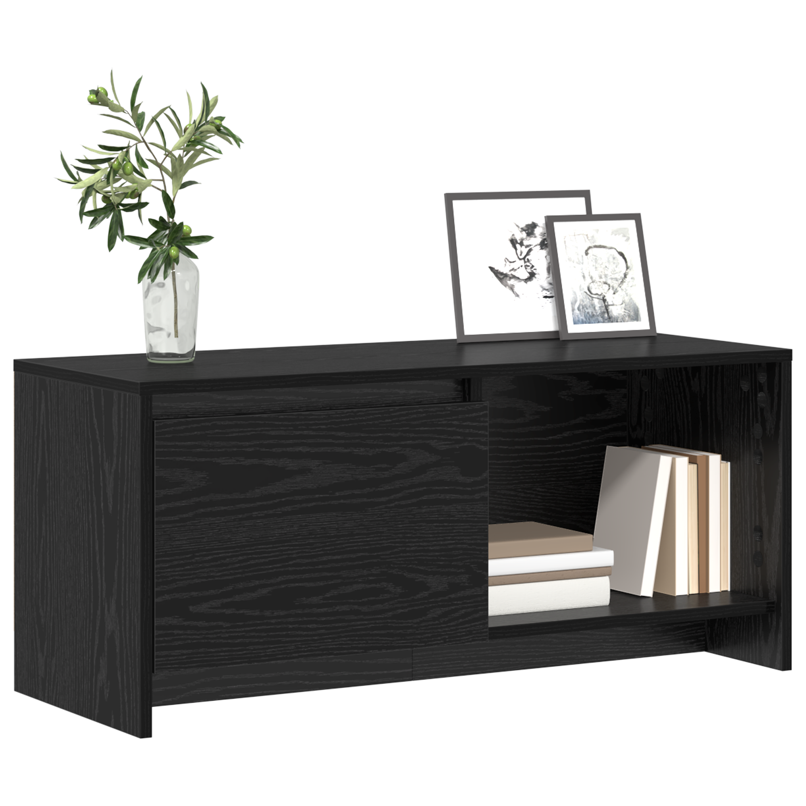 vidaXL TV-stand Zwart eiken 90 x 35 x 40 cm Bewerkt hout