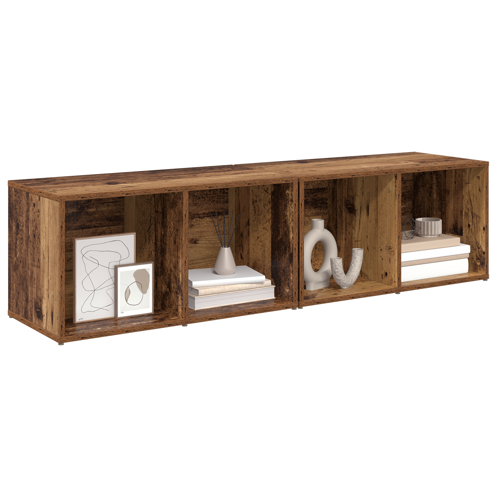 vidaXL Tv-meubelset 2 pcs Oud Hout Bewerkt hout