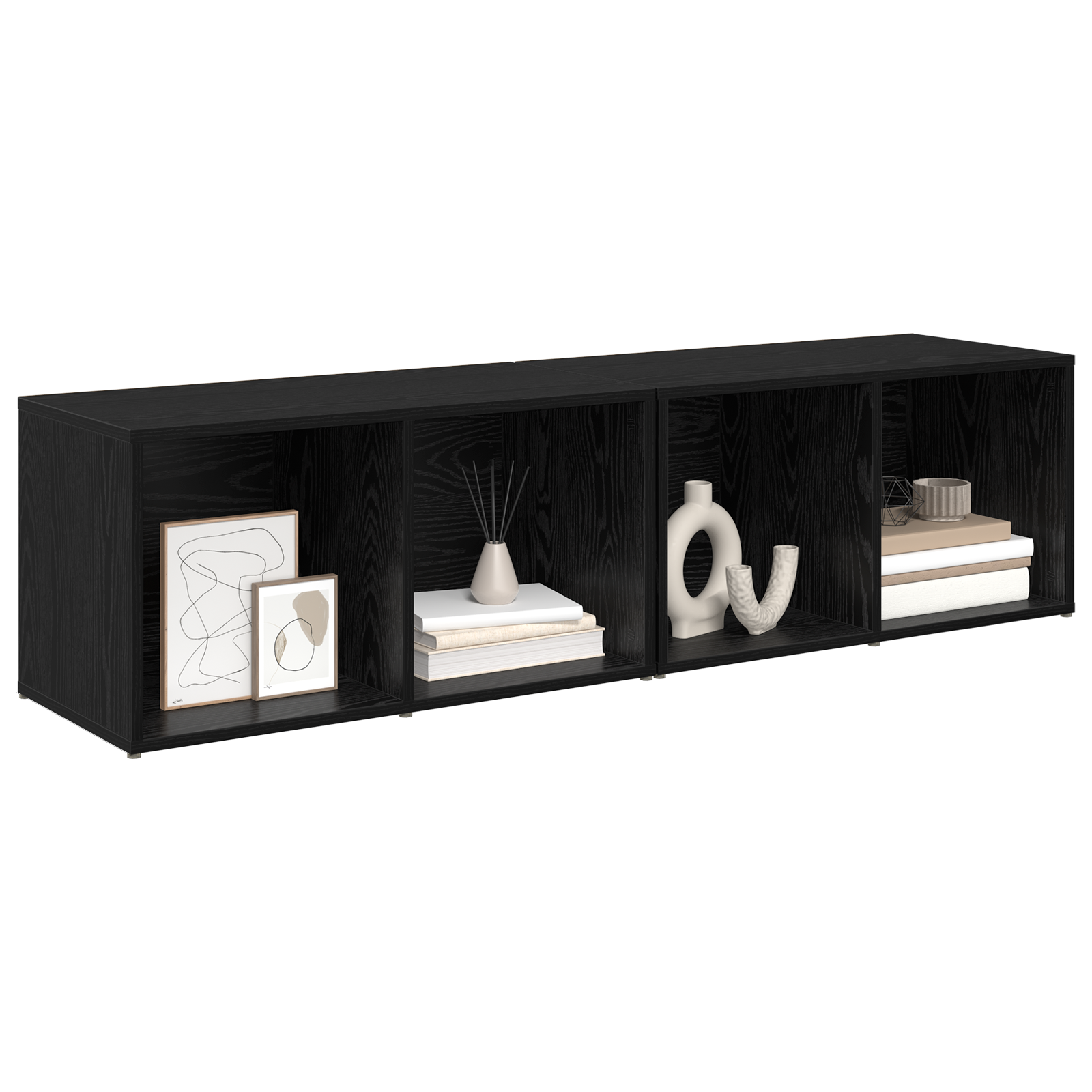 vidaXL Tv-meubelset 2 pcs Zwart Eiken Bewerkt hout