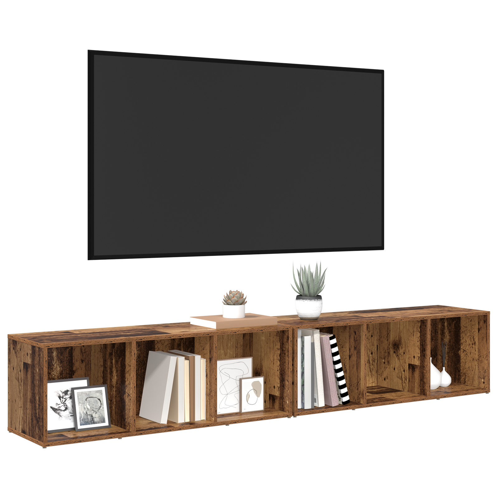 vidaXL Tv-meubelset 2 pcs Oud Hout Bewerkt hout