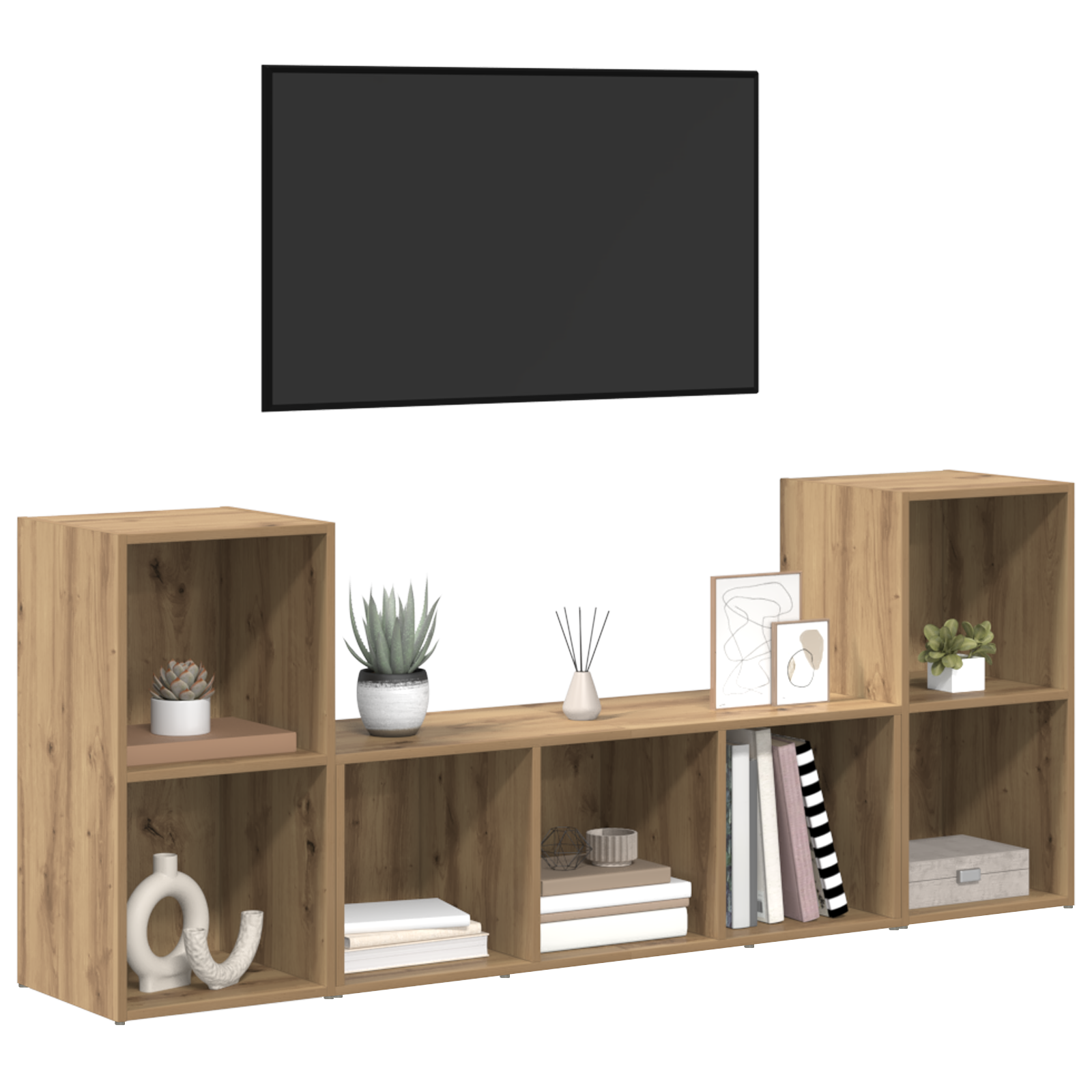 vidaXL TV-kast 3 pcs Bruin 107 x 35 x 37 cm Bewerkt hout