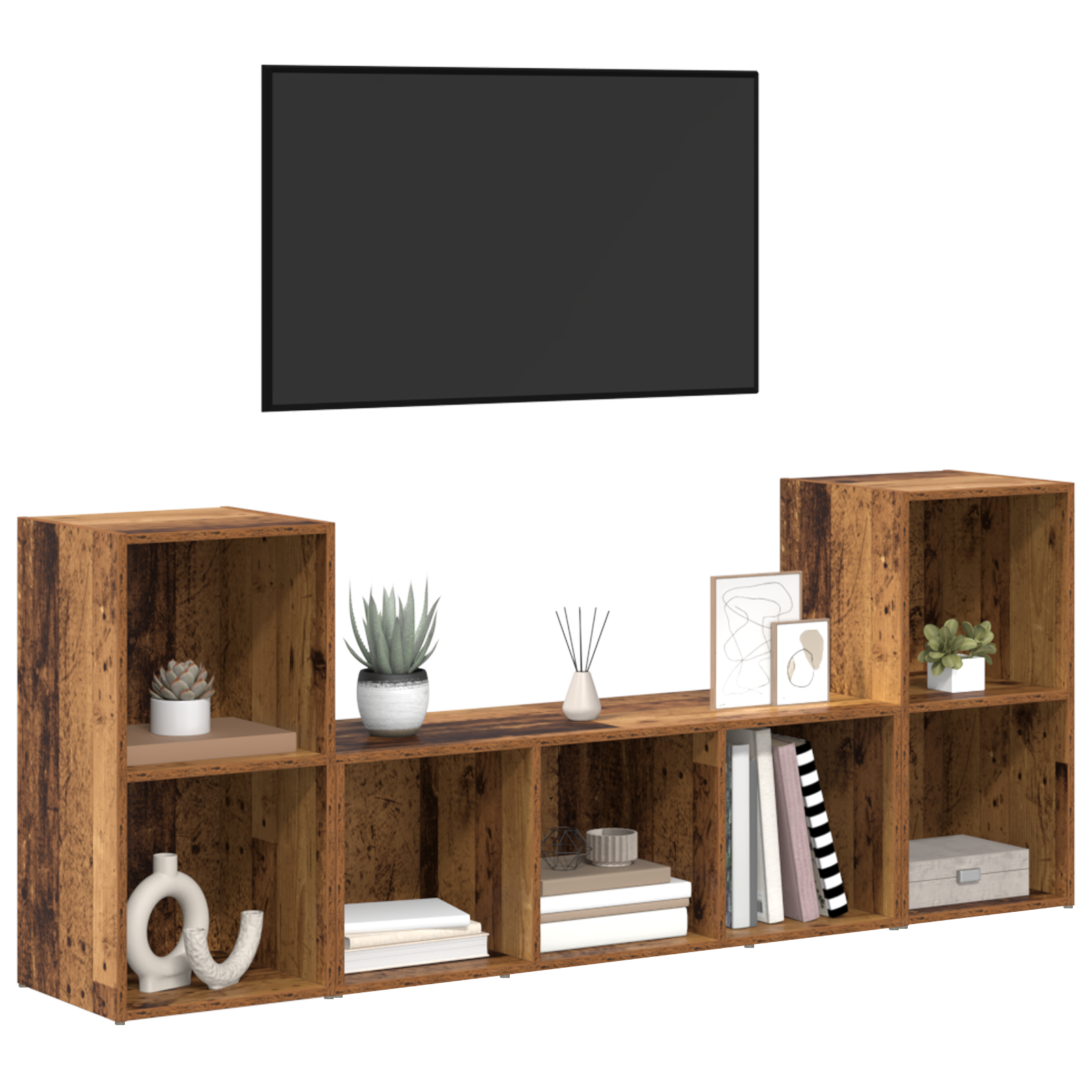 vidaXL TV-kast 3 pcs Bruin 107 x 35 x 37 cm Bewerkt hout