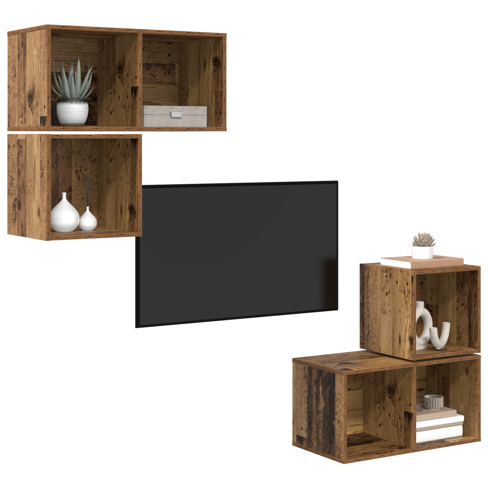vidaXL Tv-meubelset 4 pcs Oud hout 37 x 37 x 72 cm Bewerkt hout