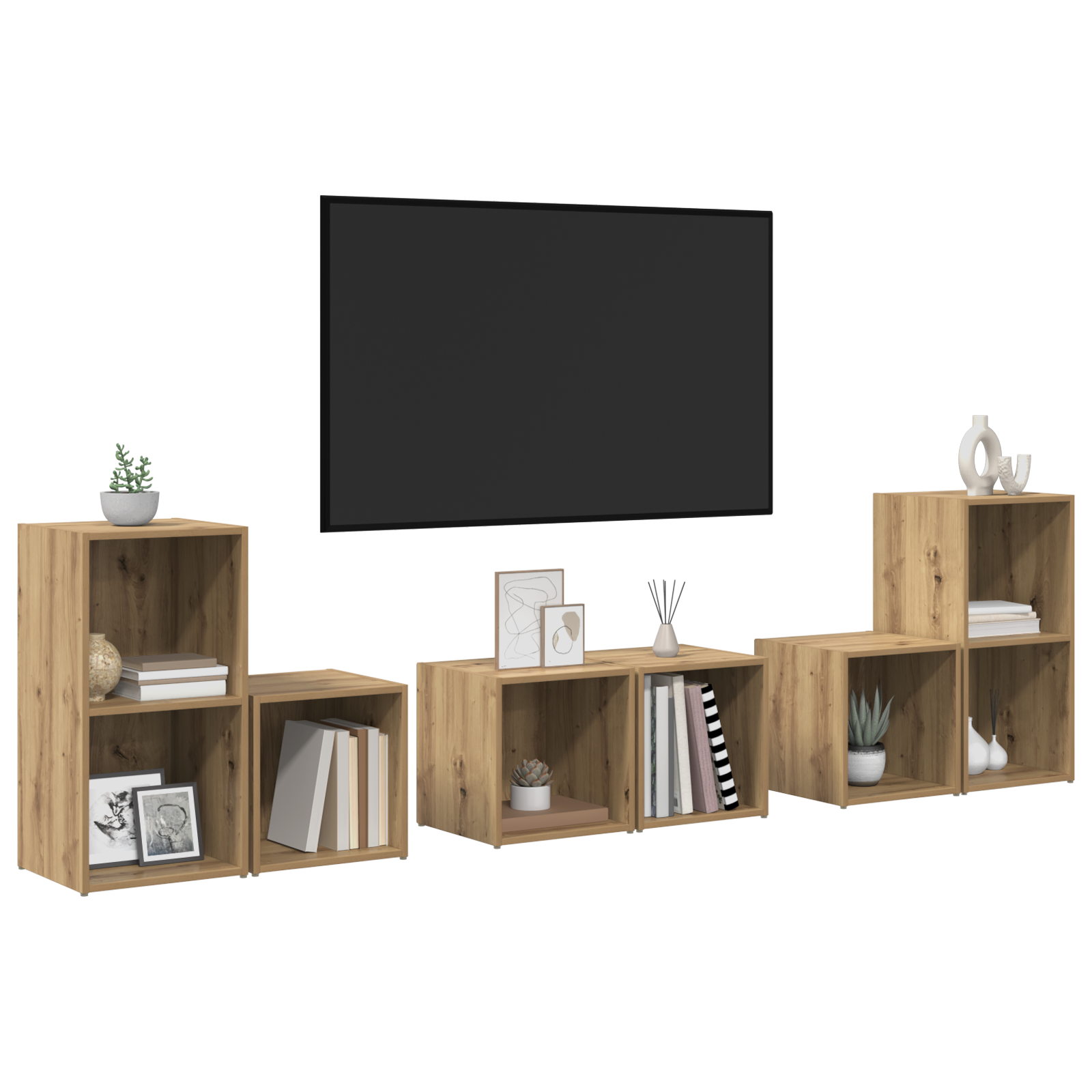vidaXL TV-kast set 6 pcs Artisan Eiken 37 x 35 x 72 cm Bewerkt hout