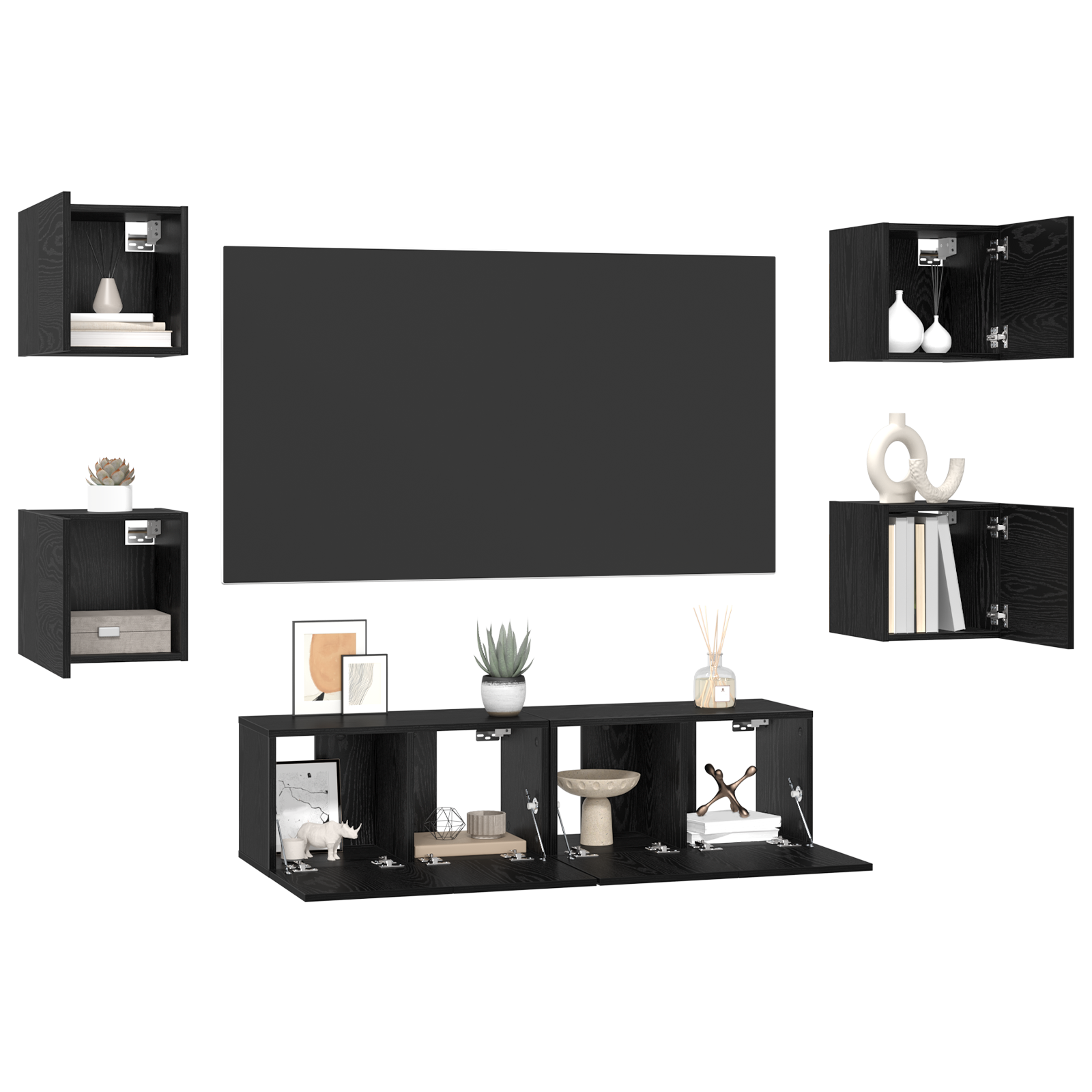 vidaXL Tv-meubelset 6 pcs Zwart eiken Medium 120 x 30 x 30 cm