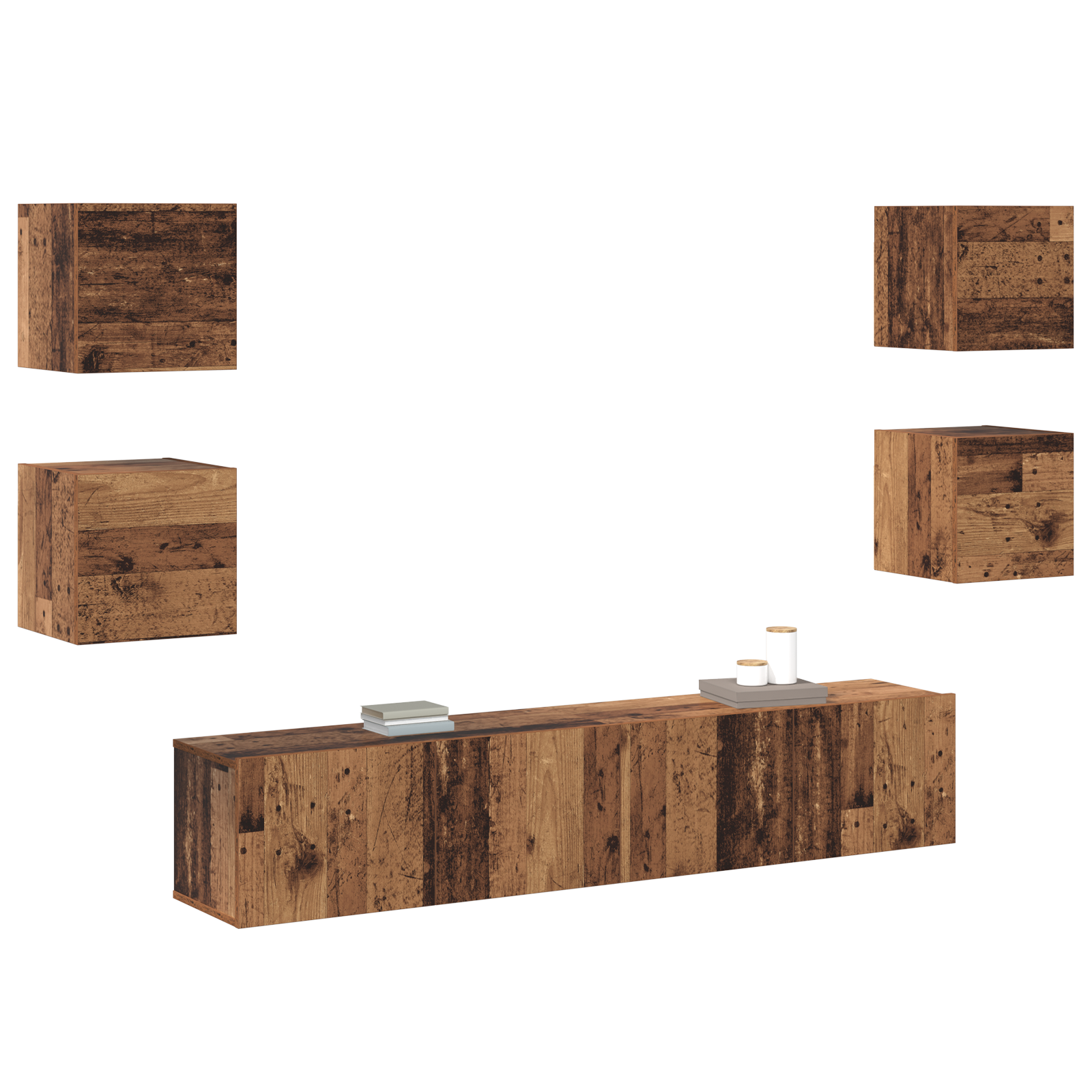 vidaXL TV-kast 6 pcs Bruin 160 x 30 x 30 cm Bewerkt hout