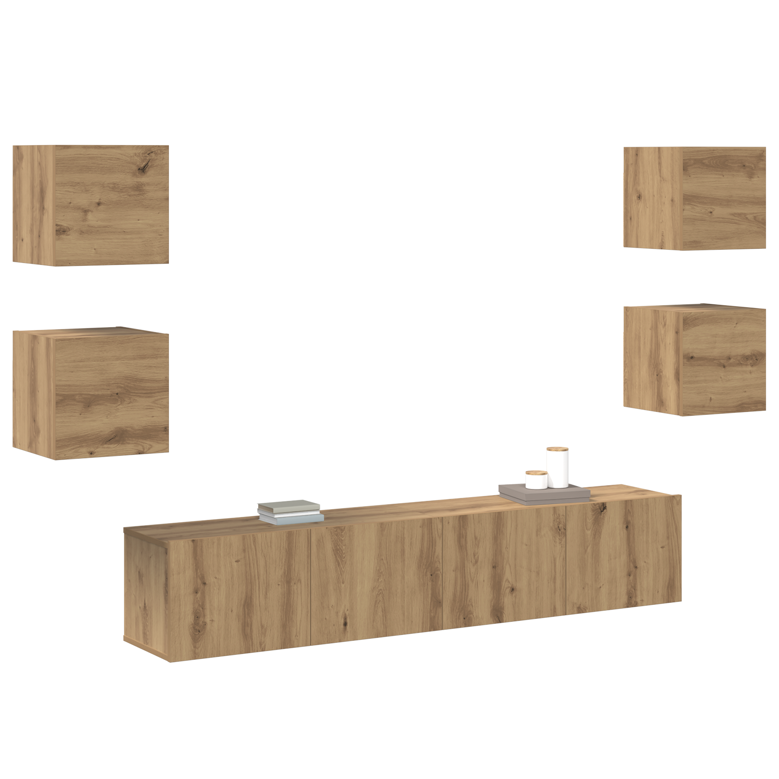 vidaXL TV-kast 6 pcs Bruin 160 x 30 x 30 cm Bewerkt hout