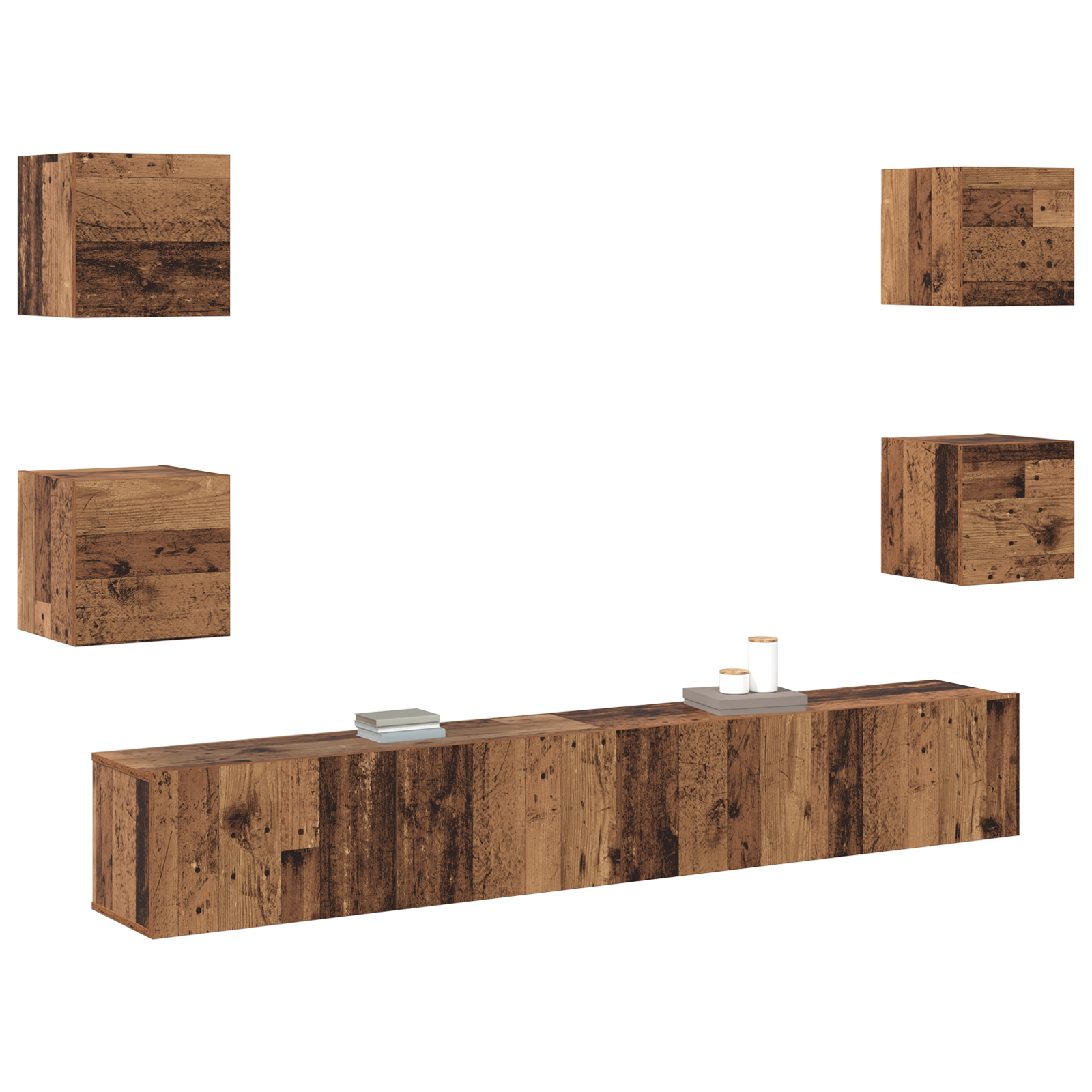 vidaXL TV-kast 6 pcs Bruin 200 x 30 x 30 cm Bewerkt hout