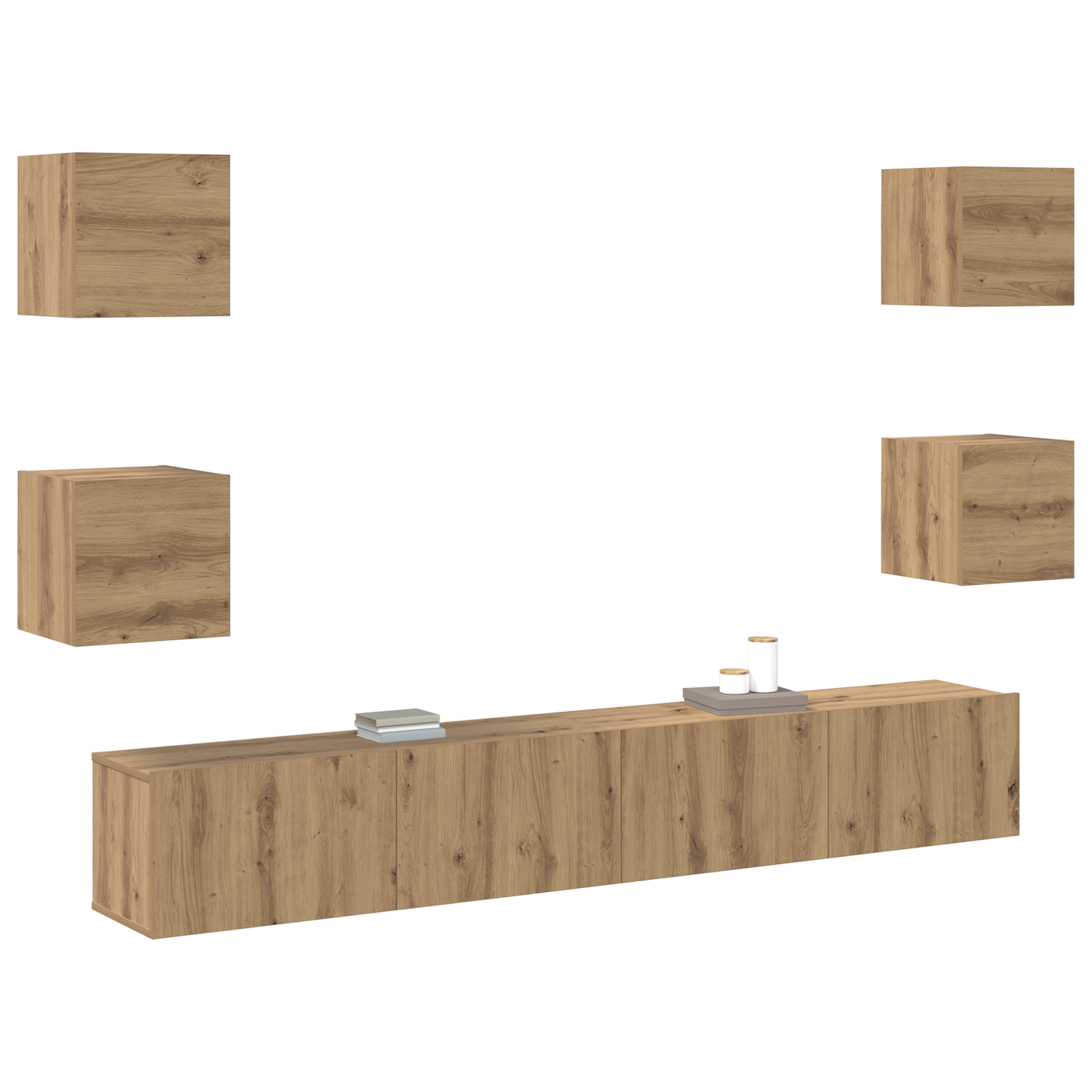 vidaXL TV-kast 6 pcs Bruin 200 x 30 x 30 cm Bewerkt hout