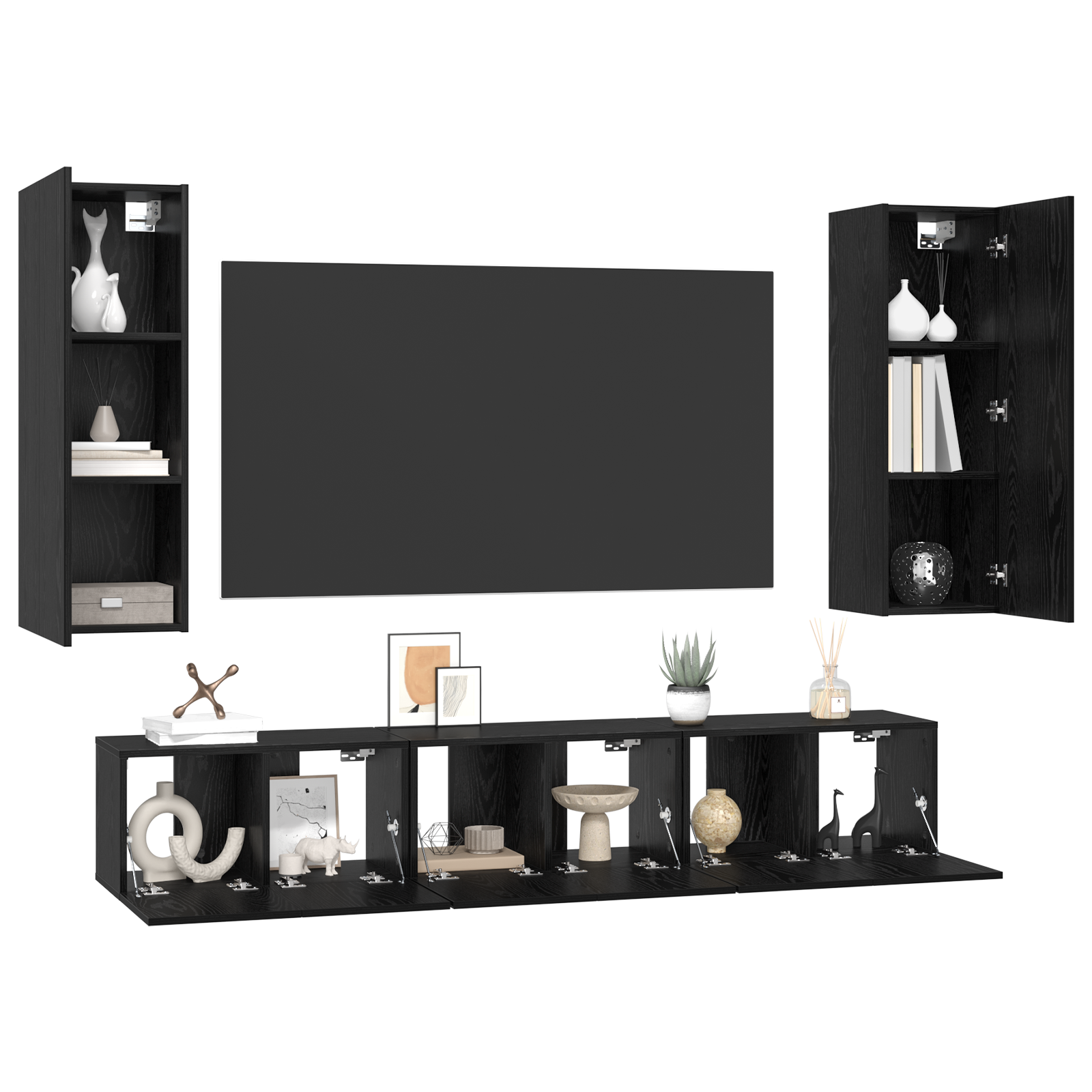 vidaXL Tv-meubelset 5 pcs Zwart eiken Medium 30.5 x 30 x 90 cm