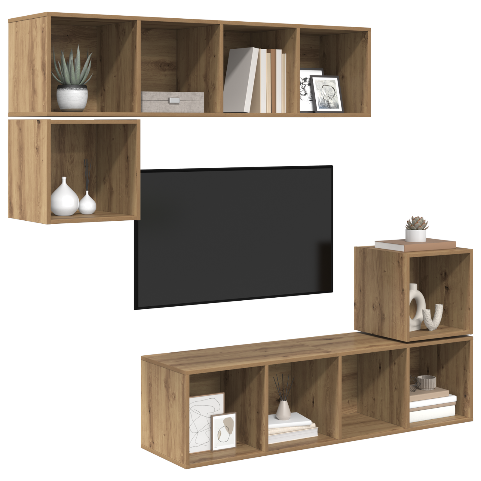 vidaXL Tv-meubelset 4 pcs artisanaal eikenkleurig 37 x 37 x 142.5 cm