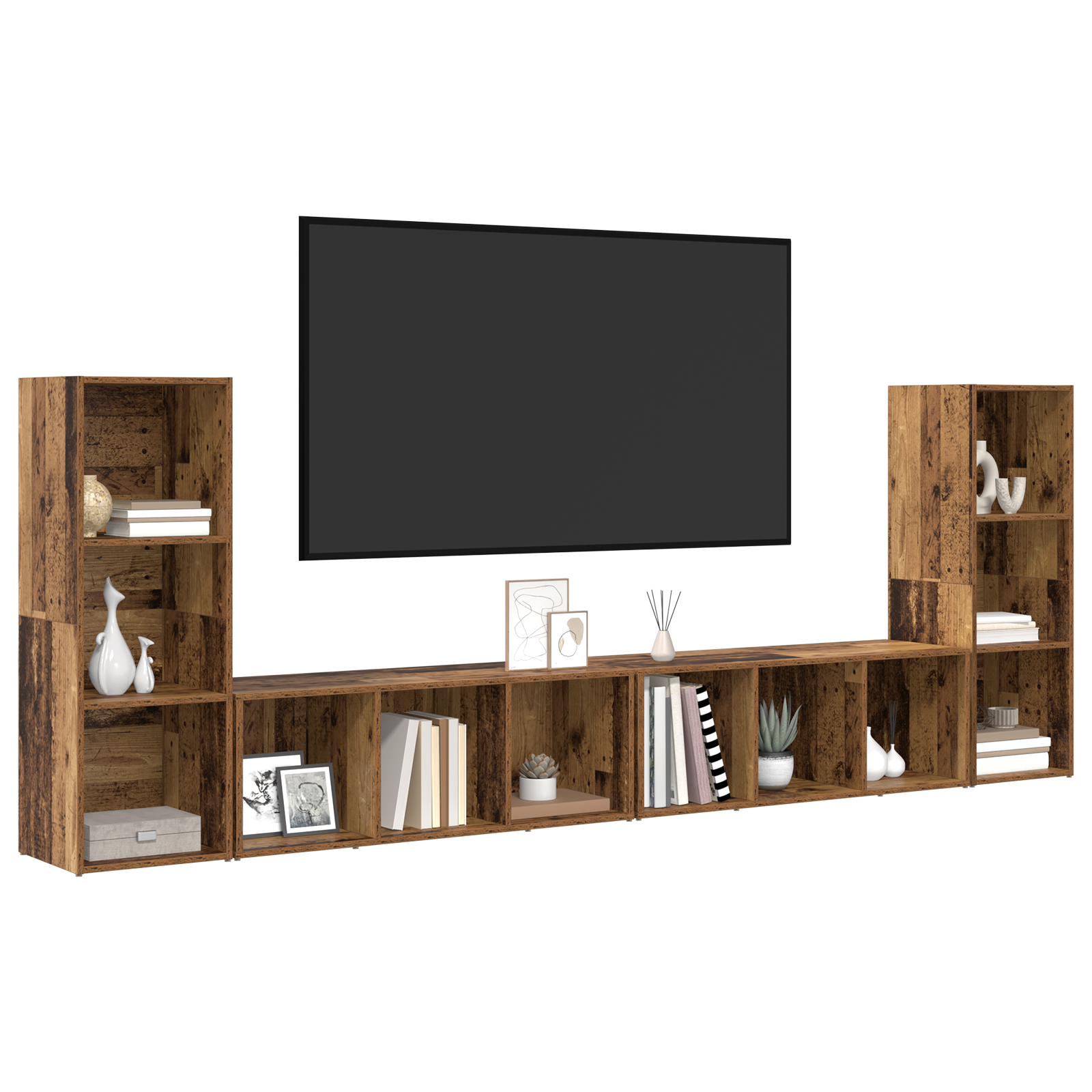 vidaXL TV-kast 4 pcs Oud hout 37 x 35 x 107,5 cm Gelamineerd hout