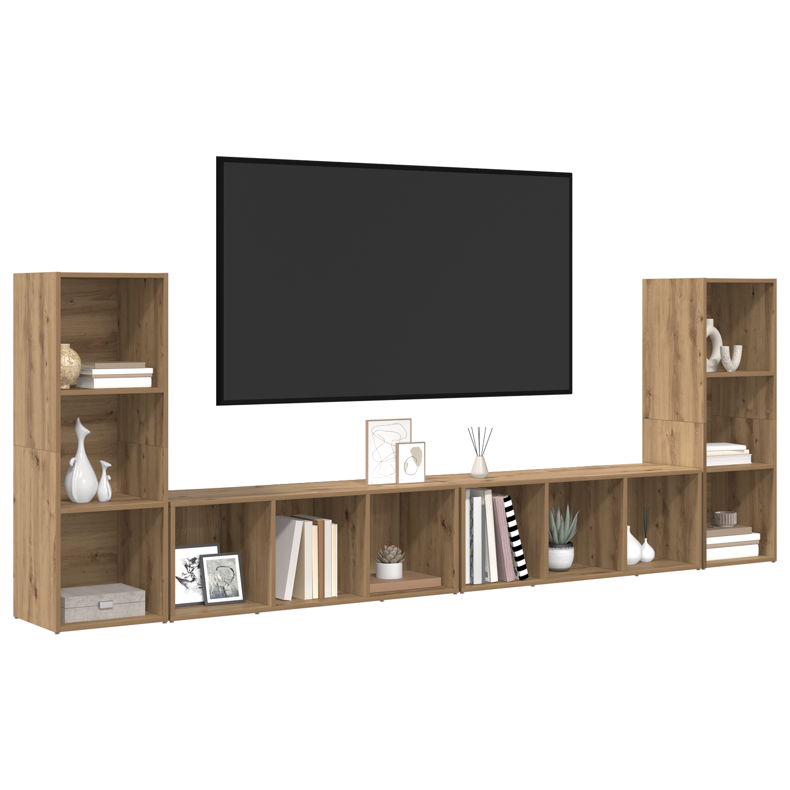 vidaXL TV-kast 4 pcs artisanaal eikenkleurig 37 x 35 x 107,5 cm