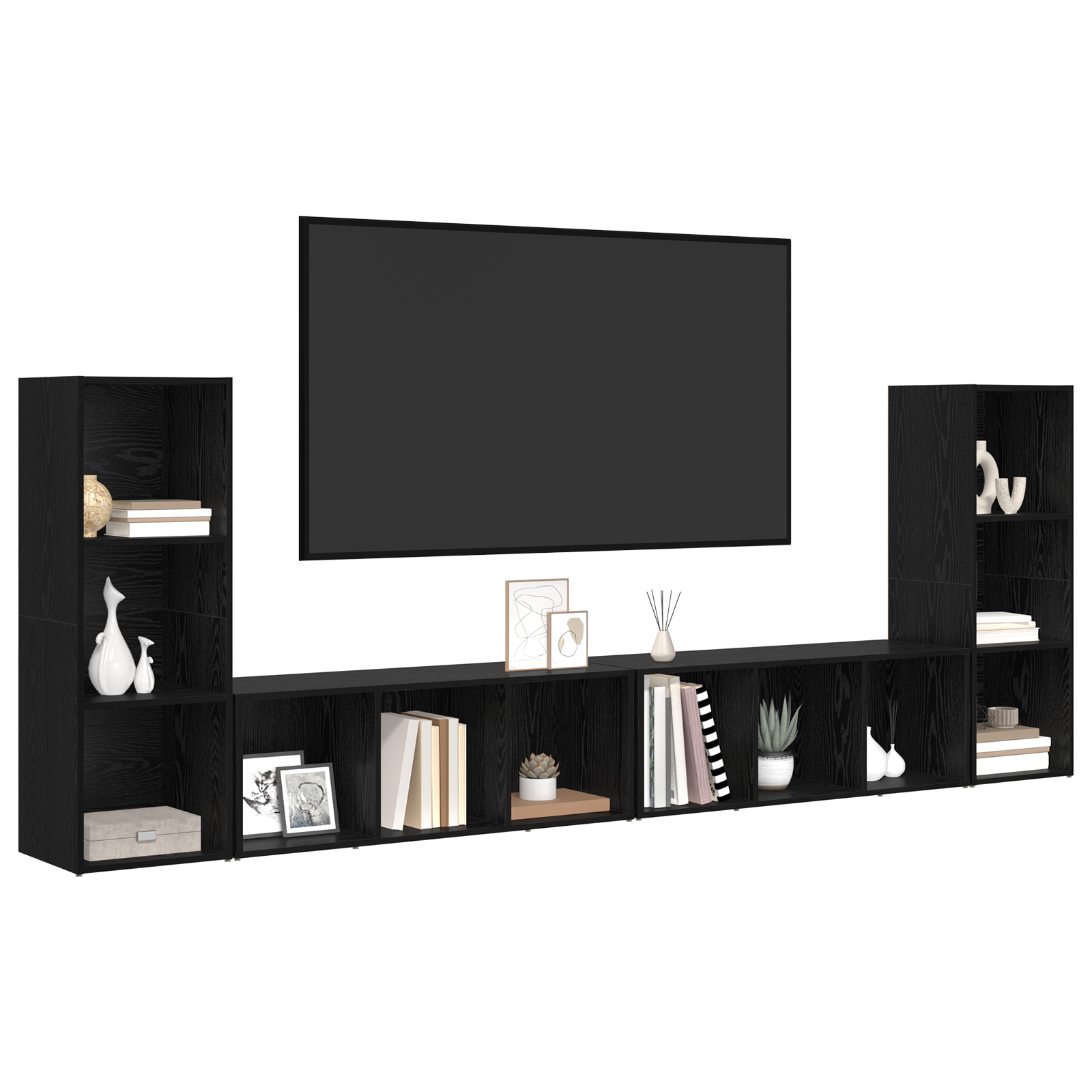 vidaXL TV-kast 4 pcs Zwart eiken 37 x 35 x 107,5 cm Gelamineerd hout