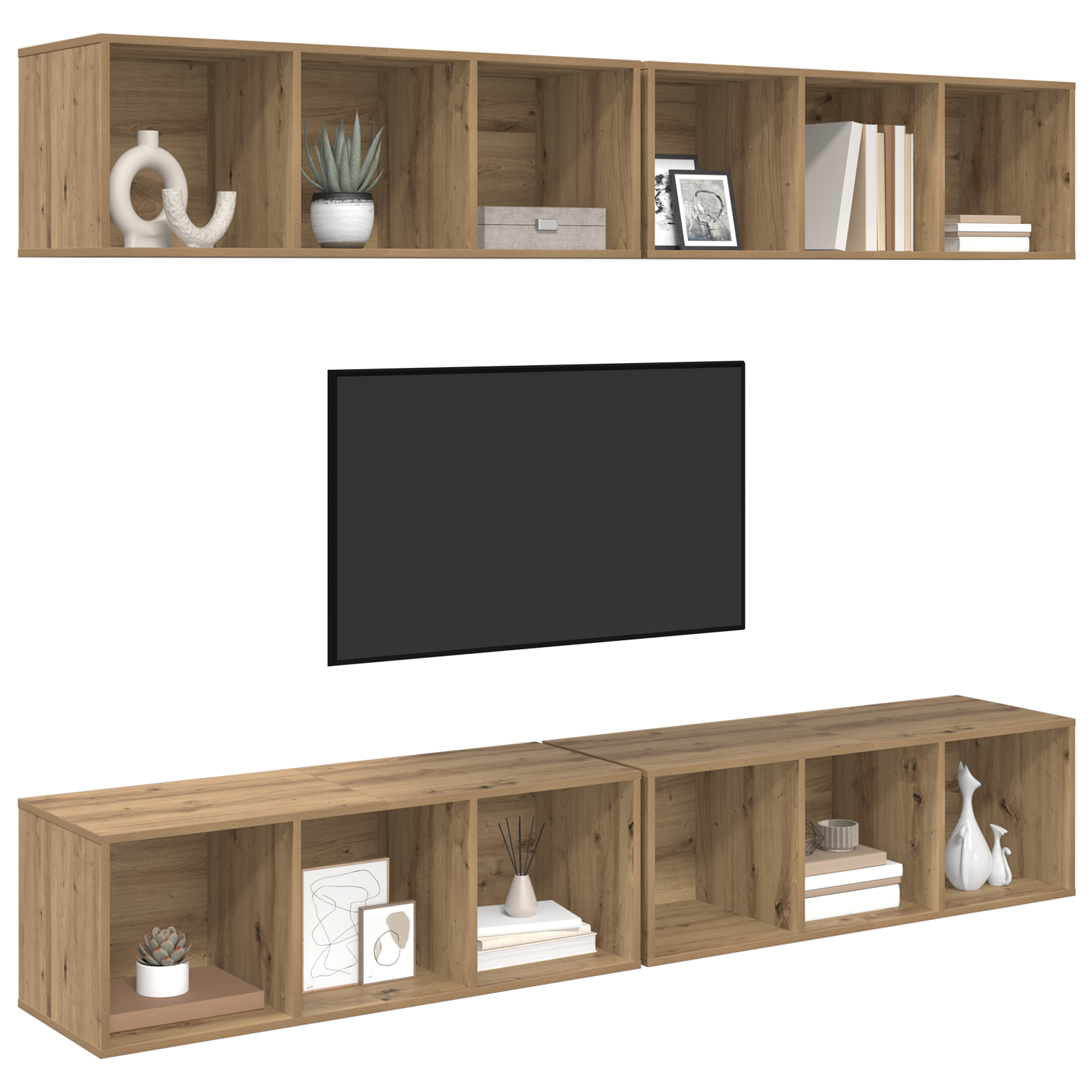 vidaXL Wand TV Kast 4 pcs artisanaal eikenkleurig 37 x 37 x 107.5 cm
