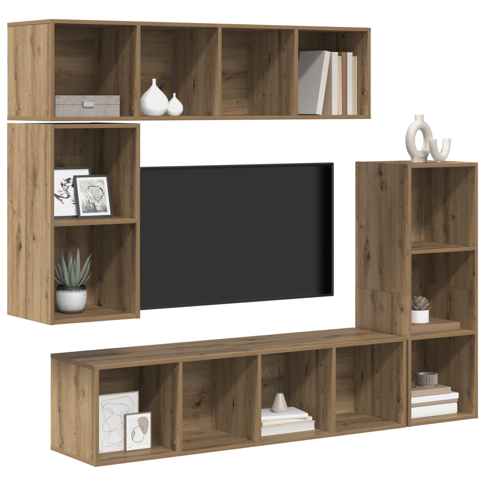 vidaXL Tv-meubelset 4 pcs artisanaal eikenkleurig 37 x 37 x 142.5 cm