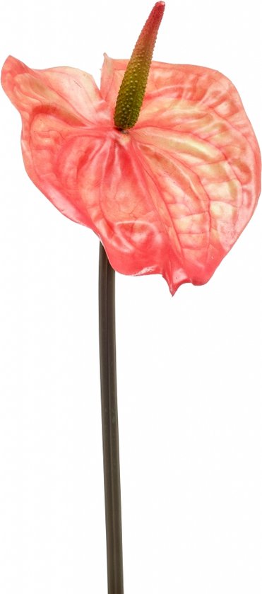Emerald Anthurium spray orange 65 cm kunstbloem zijde nepbloem - 
