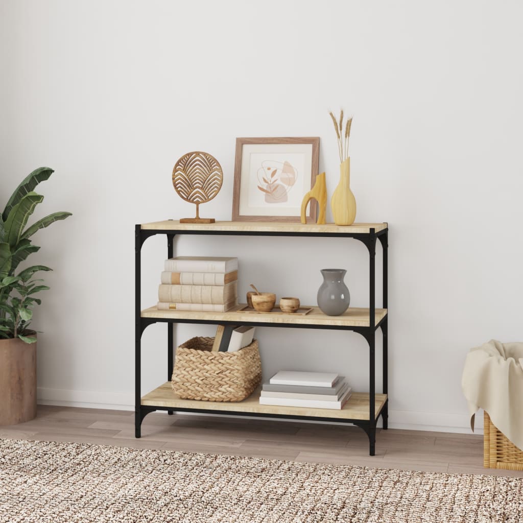 vidaXL Boekenkast 80x33x70,5 cm hout en staal sonoma eikenkleur