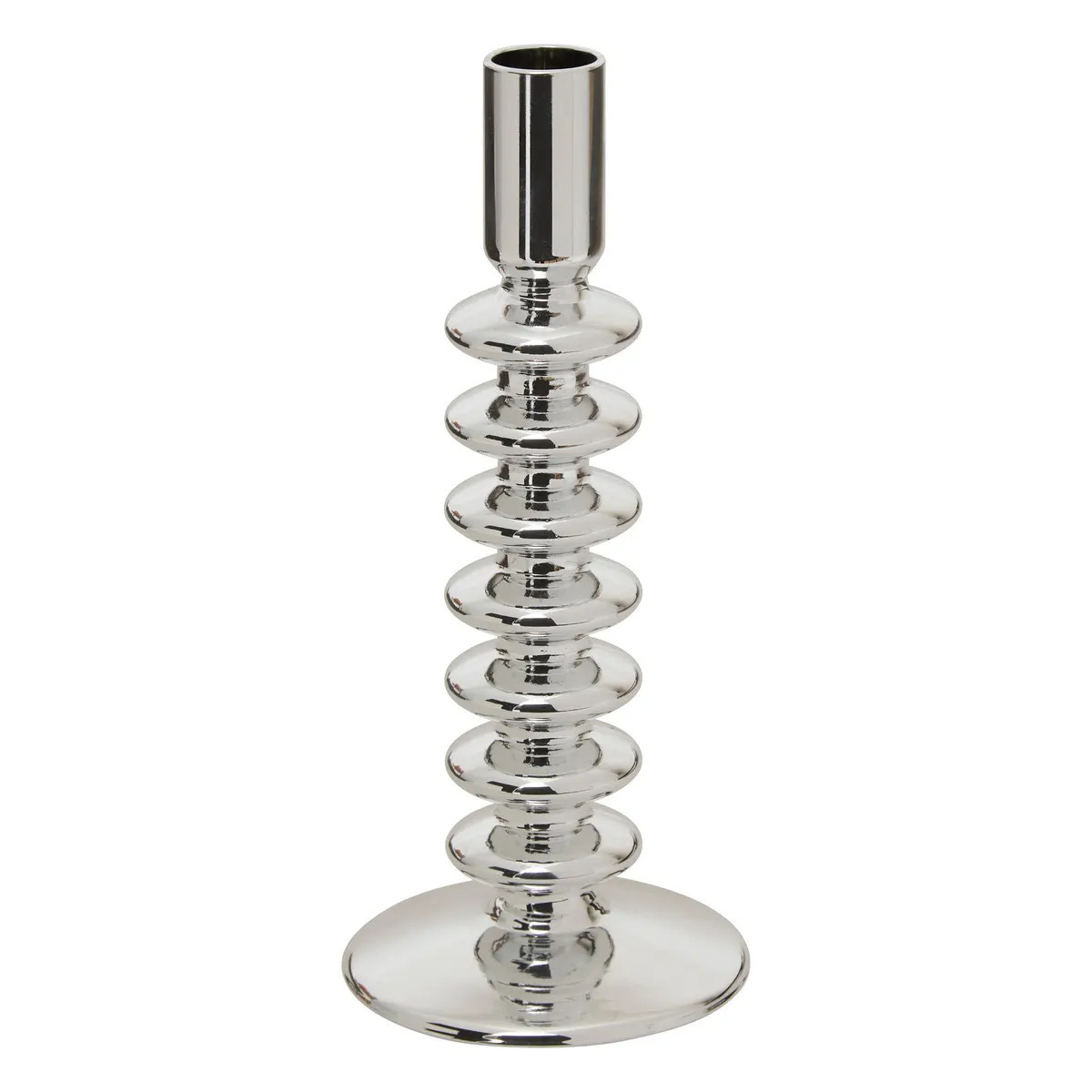 Atmosphera kaarsen kandelaar - decoratief glas - dinerkaarsen - zilver - D9 x H22 cm -