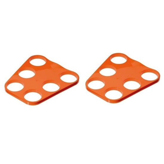 Merkloos 2x Oranje plastic bier tray voor 6 glazen -