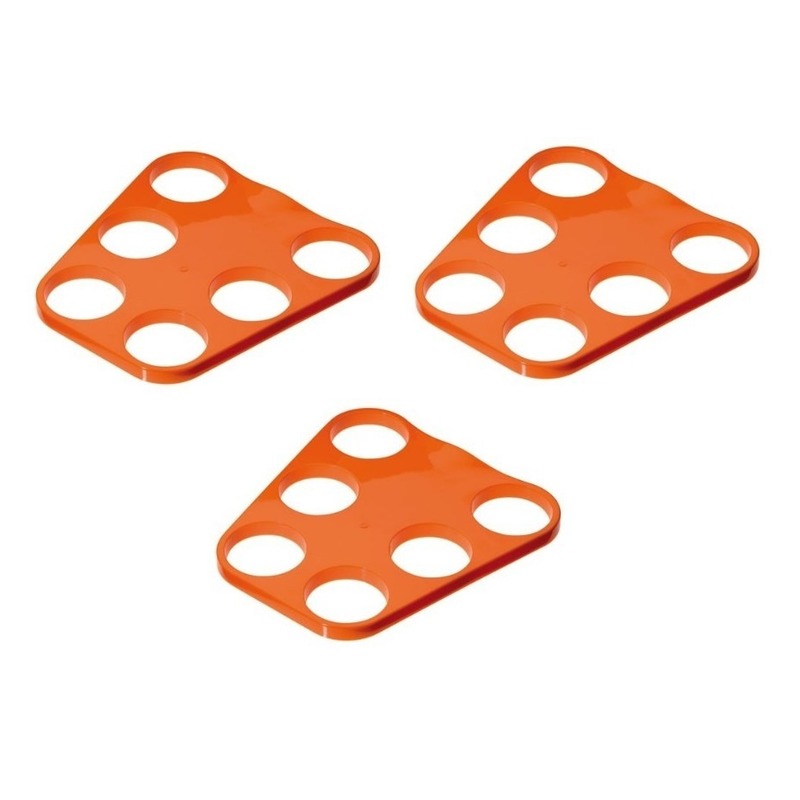 Merkloos Dienblad/bekerhouder voor 6 bierglazen - 3x - oranje - kunststof -