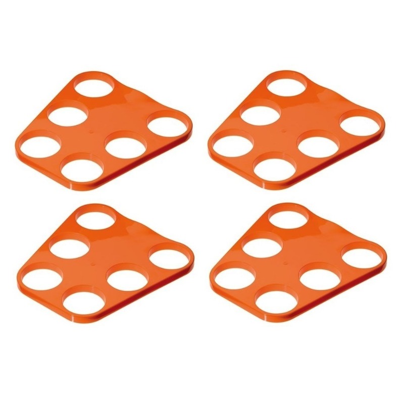 Merkloos 4x Oranje plastic bier tray voor 6 glazen -