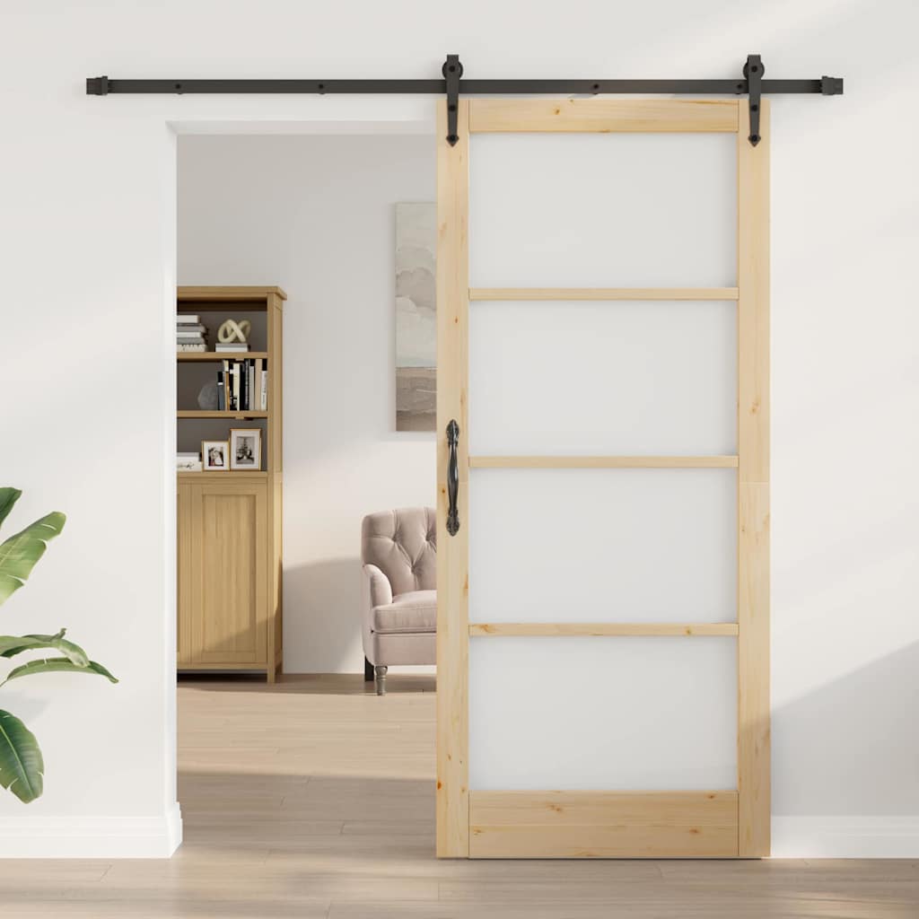 vidaXL Schuifdeur Handmatig Bruin 93 x 211 cm Hout en metaal