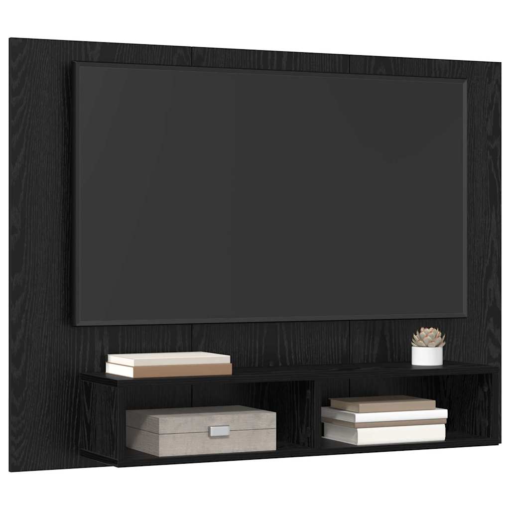 vidaXL Wand TV Kast Zwart eiken 120 x 23.5 x 90 cm Bewerkt hout
