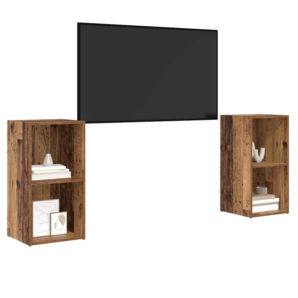 vidaXL Tv-meubelset 2 pcs Oud hout 72 x 35 x 36.5 cm Bewerkt hout