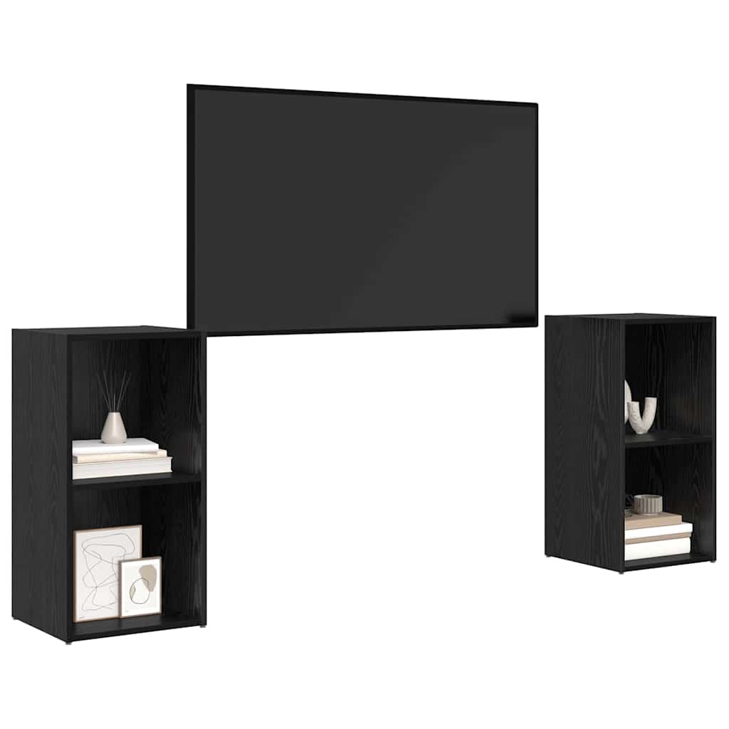 vidaXL Tv-meubelset 2 pcs Zwart eiken 72 x 35 x 36.5 cm Bewerkt hout