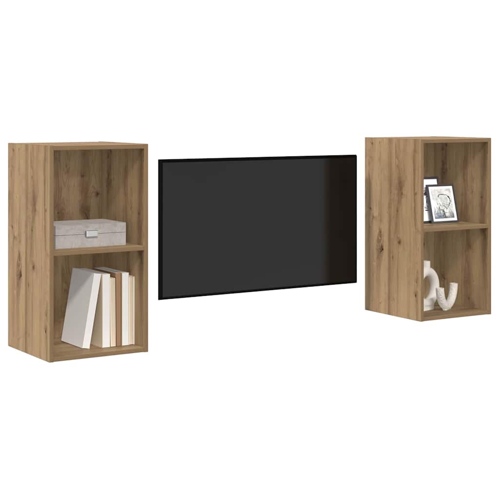 vidaXL Wand TV Kast 2 pcs Ambachtelijk eiken 37 x 37 x 72 cm