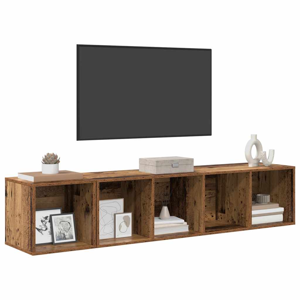 vidaXL TV-kast set 2 pcs Oud hout 37 x 37 x 142.5 cm Bewerkt hout