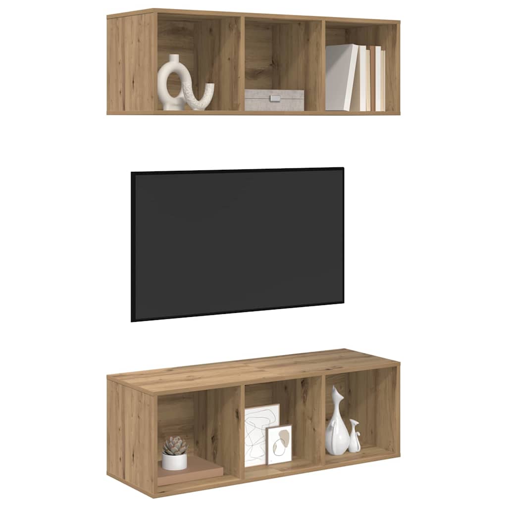 vidaXL Wandgemonteerde TV-kasten 2 pcs artisanaal eikenkleurig