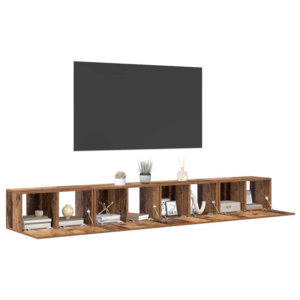 vidaXL Tv-meubelset 4 pcs Oud hout 60 x 30 x 30 cm Bewerkt hout