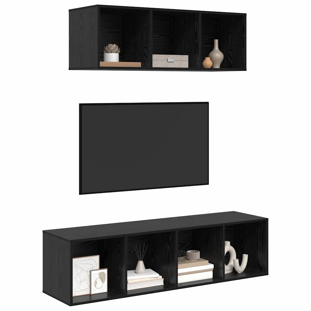 vidaXL TV-kast set 2 pcs Zwart eiken 37 x 37 x 142.5 cm Bewerkt hout