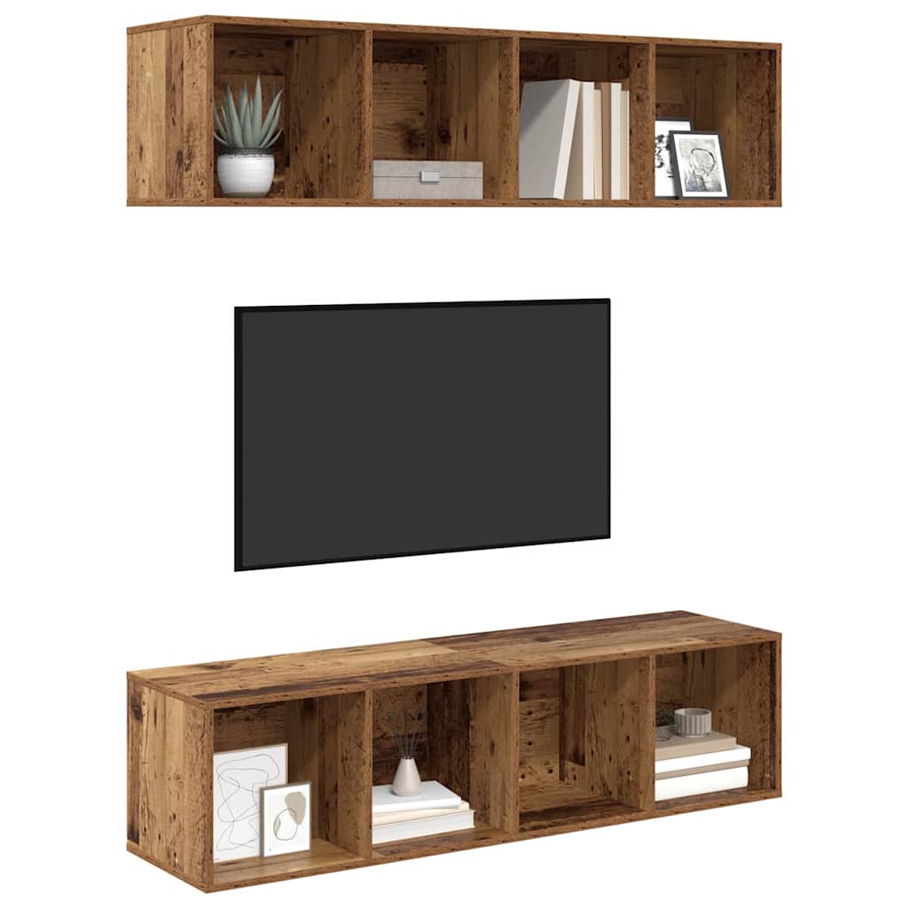 vidaXL Tv-meubelset 2 pcs Oud hout 37 x 37 x 142.5 cm Bewerkt hout