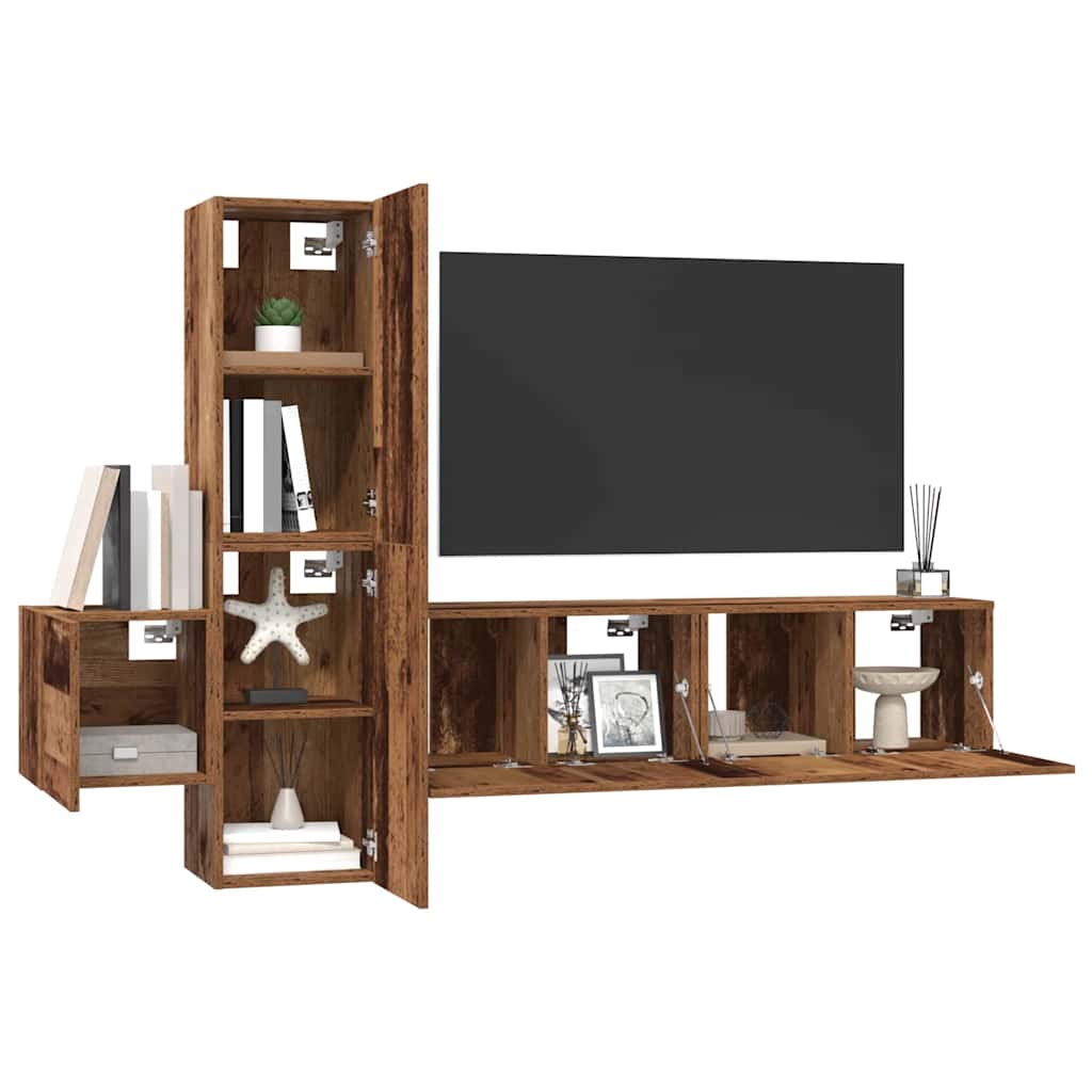 vidaXL Tv-meubelset 5 pcs Oud hout 181 x 30 x 120 cm Bewerkt hout