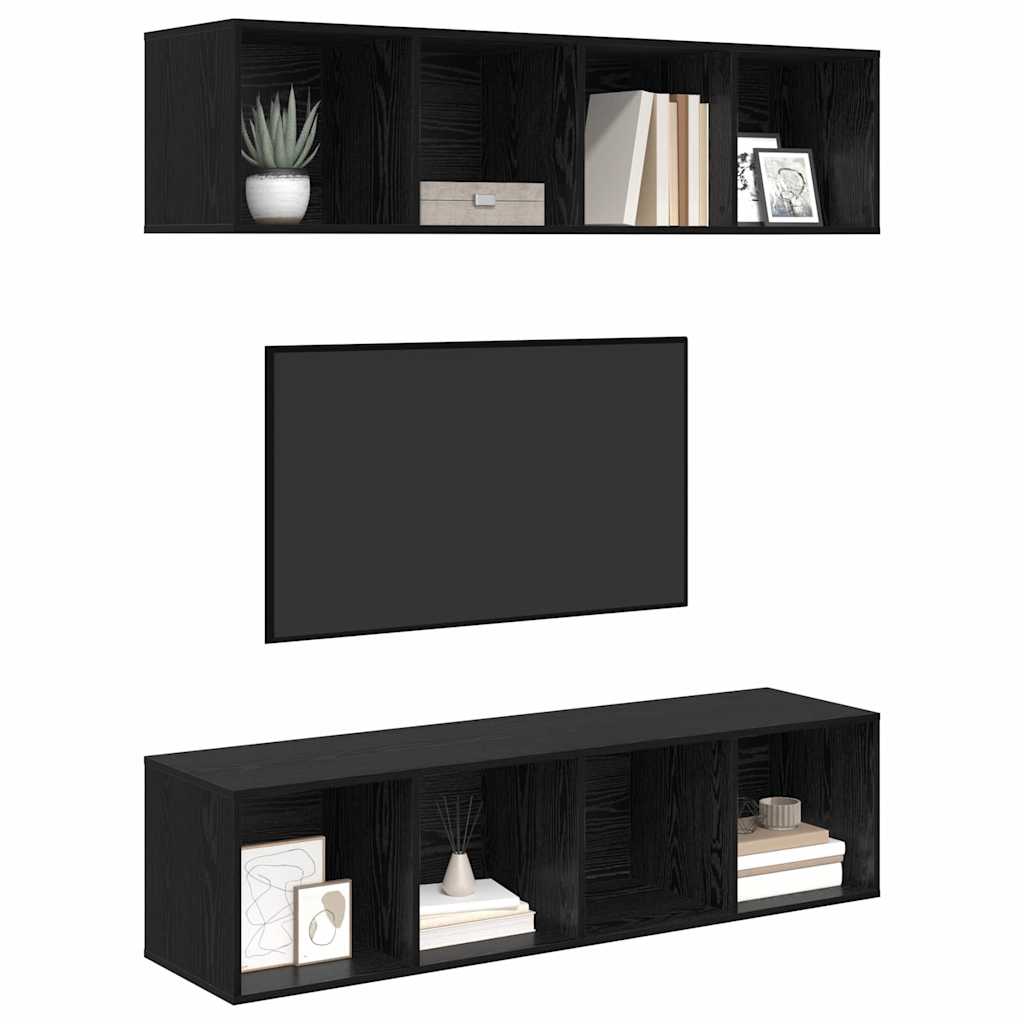 vidaXL Tv-meubelset 2 pcs Zwart eiken 37 x 37 x 142.5 cm Bewerkt hout