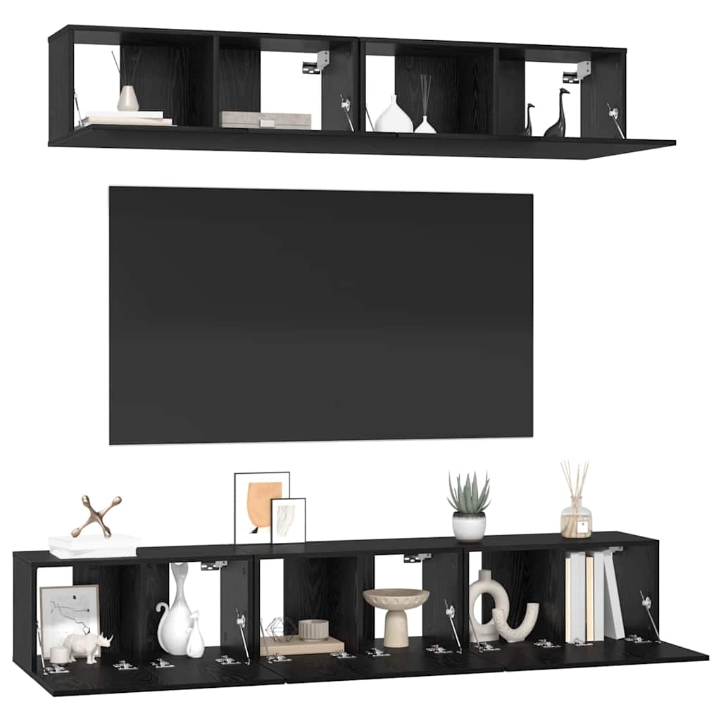 vidaXL Tv-meubelset 5 pcs Zwart Eiken Medium 80 x 30 x 30.5 cm