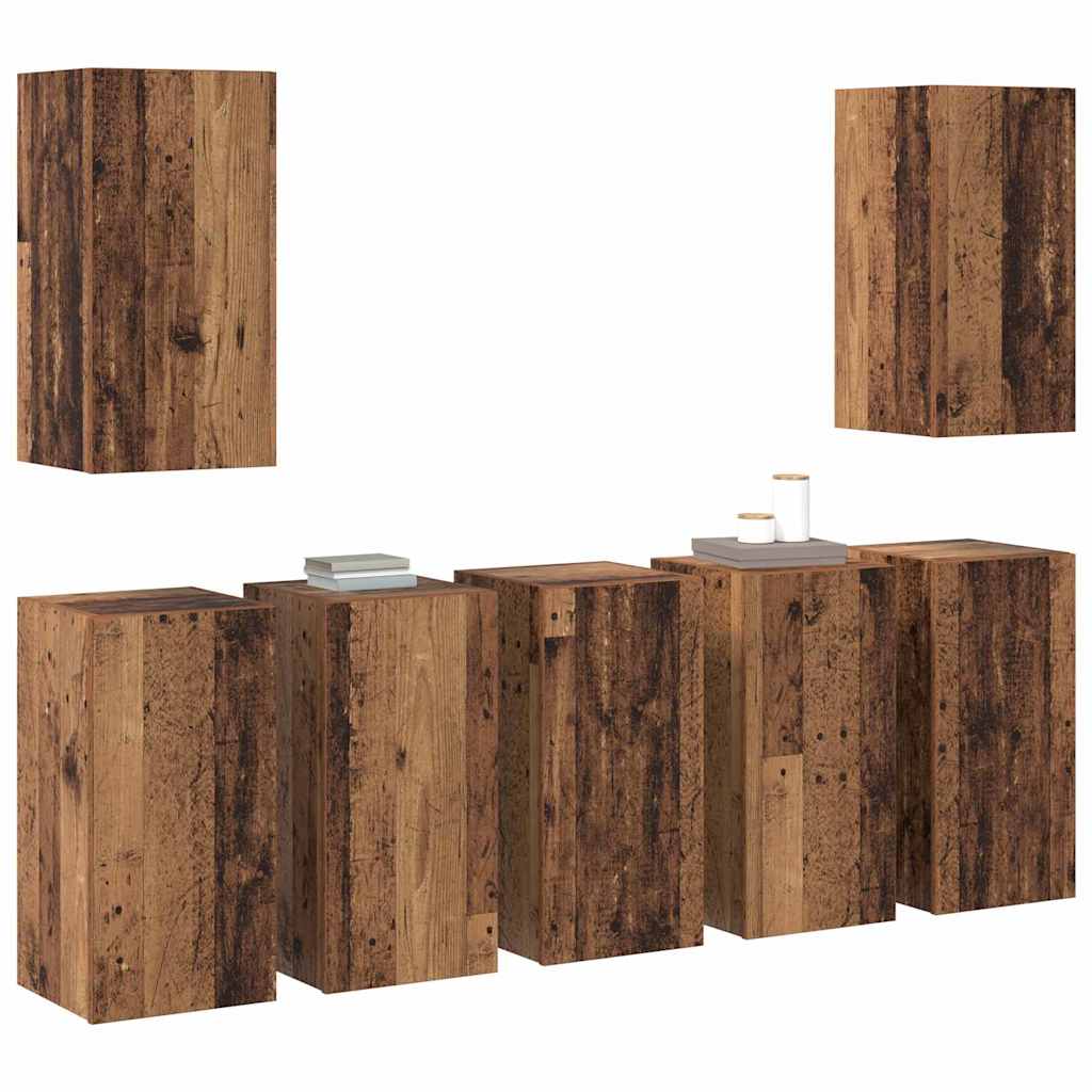 vidaXL Tv-meubelset 7 pcs Oud hout 30.5 x 30 x 60 cm Bewerkt hout