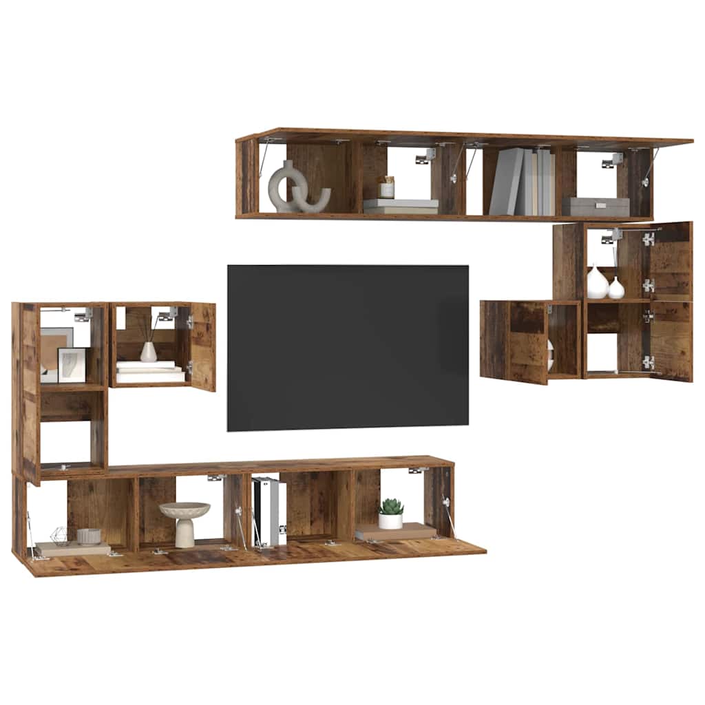 vidaXL Tv-meubelset 8 pcs Oud hout Medium 30.5 x 30 x 30 cm