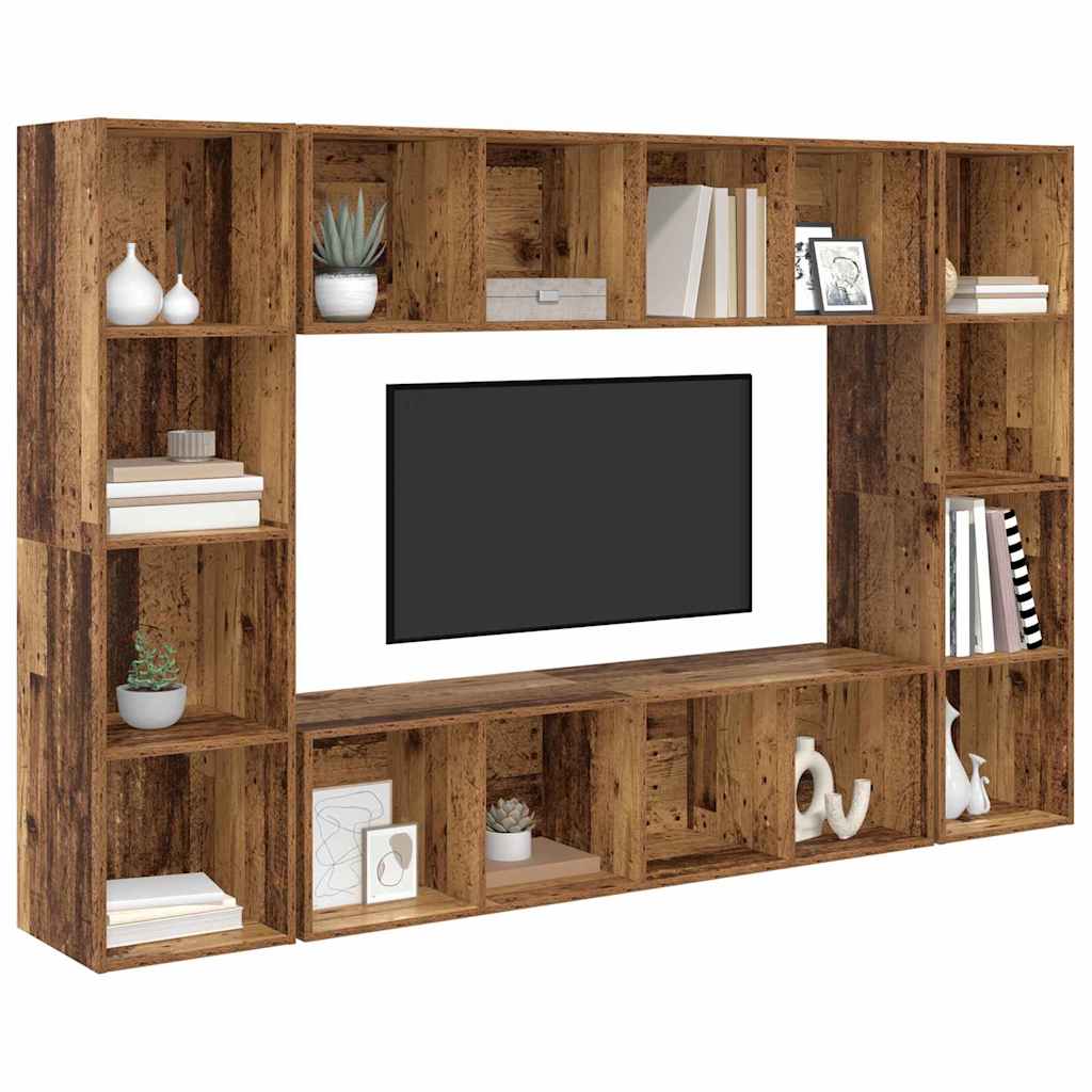 vidaXL TV-kast 4 pcs Bruin 37 x 37 x 142.5 cm Bewerkt hout