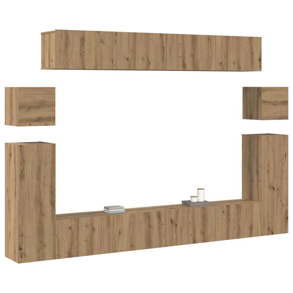 vidaXL Tv-meubelset 8 pcs artisanaal eikenkleurig Medium Bewerkt hout