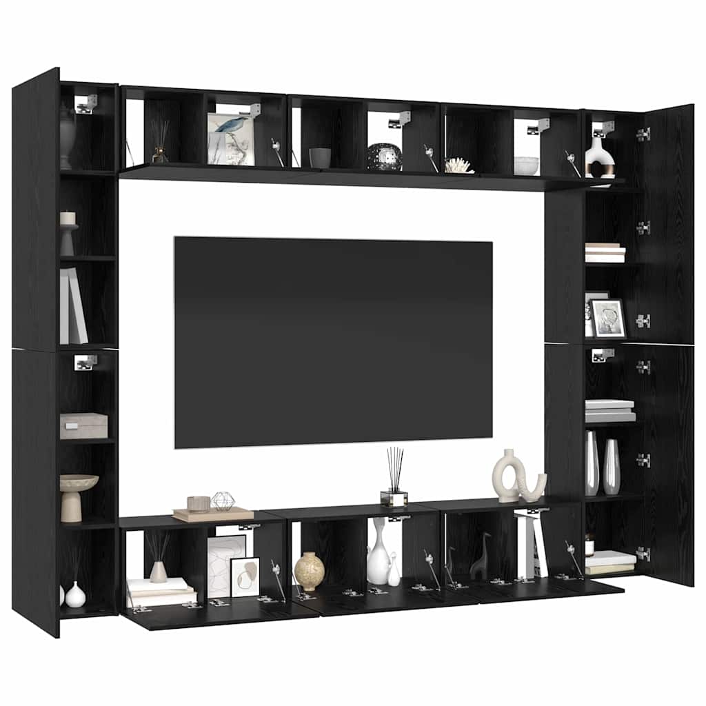 vidaXL Tv-meubelset 10 pcs Zwart eiken Medium 30.5 x 30 x 90 cm