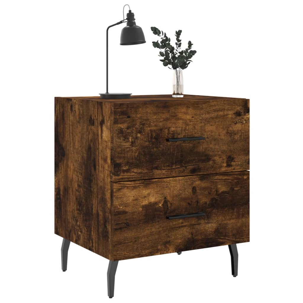 vidaXL Nachtkastje 40x35x47,5 cm bewerkt hout gerookt eikenkleurig